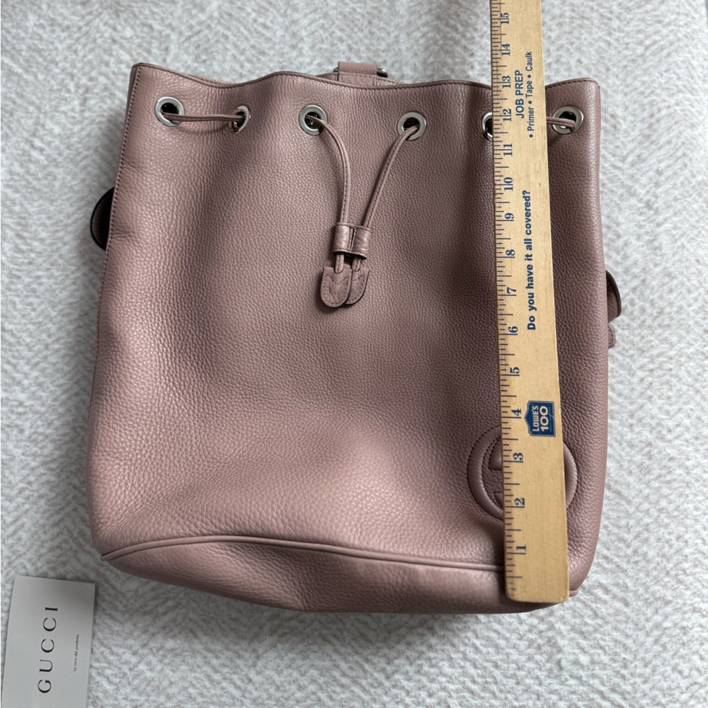Gucci Pink Leather Drawstring Backpack - Picture 11 of 12